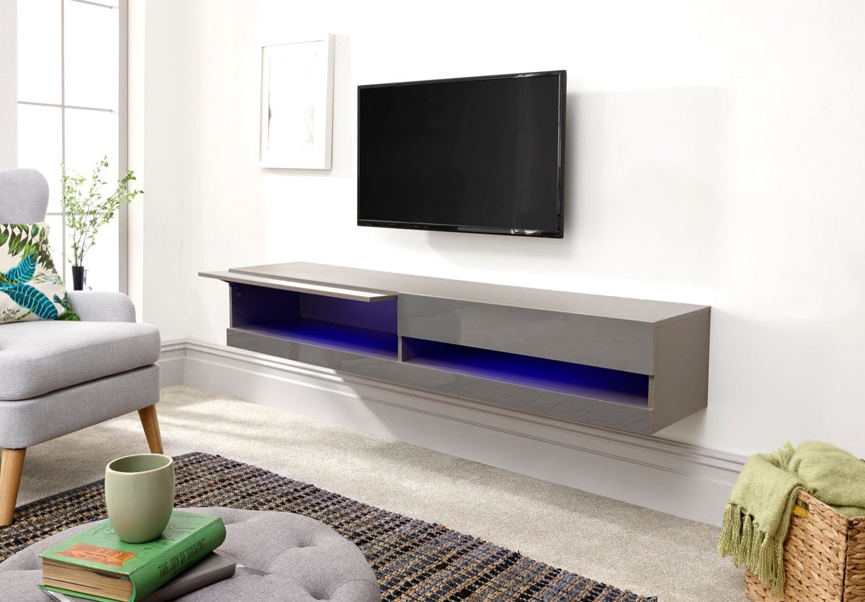 Galicia 180cm Wall TV Unit with LED Grey