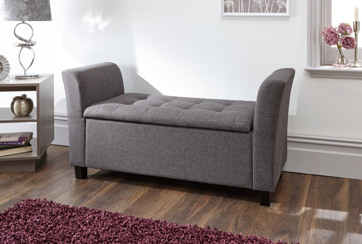 Verona window seat charcoal fabric