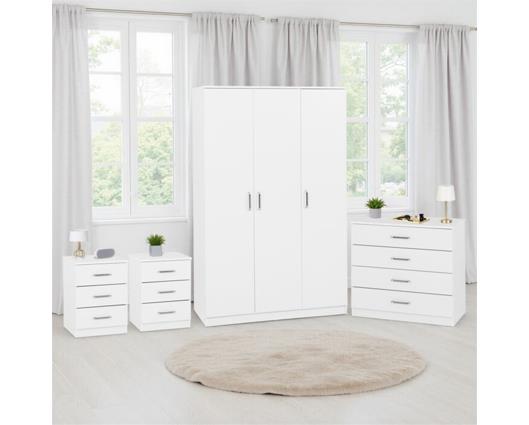 DAKOTA 3 DOOR WARDROBE BEDROOM SET - WHITE