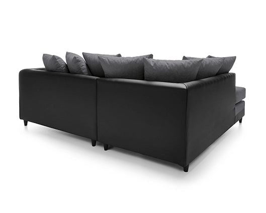 Dylan Left Hand Facing Corner Sofa-Black & Charcoal
