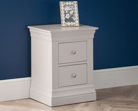 CLERMONT 2 DRAWER BEDSIDE - LIGHT GREY
