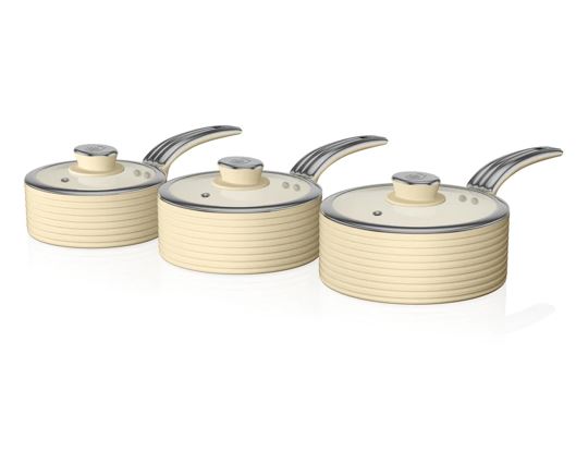 Swan Retro 3 Piece Saucepan Set