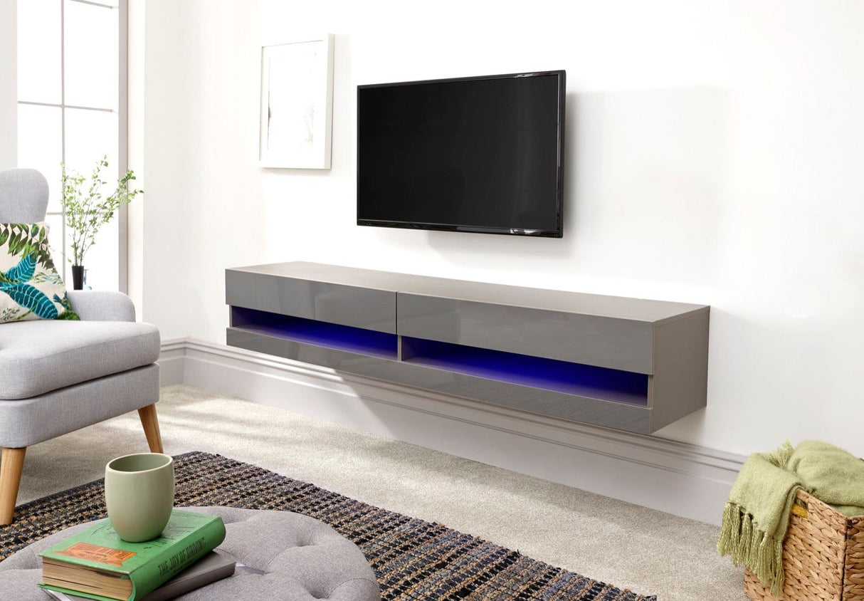 Galicia 180cm Wall TV Unit with LED Grey