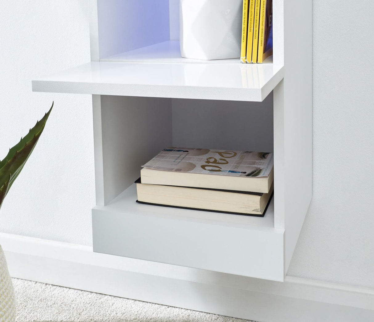 Galicia tall shelf unit with led white