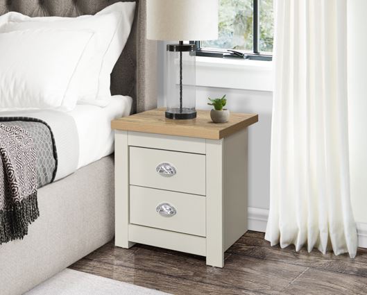 Highgate 2 Drawer Bedside-Cream