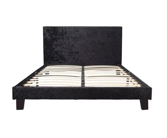 Berlin Small Double Bed - Black Crushed Velvet