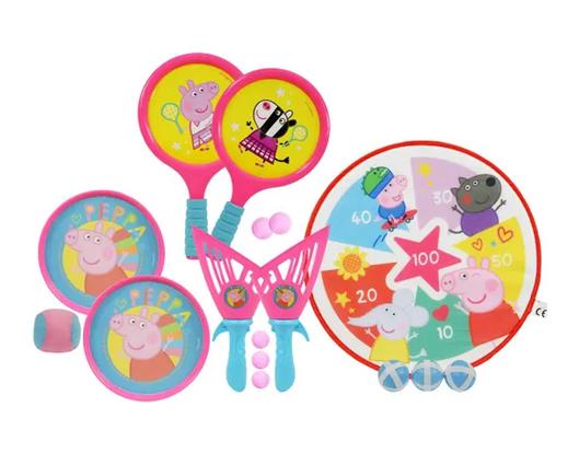 Peppa Pig Bumper Box 4in1 Garden Games
Includes - Bat and Ball, Scatch, Sticky Target Shot, Pop and Catch