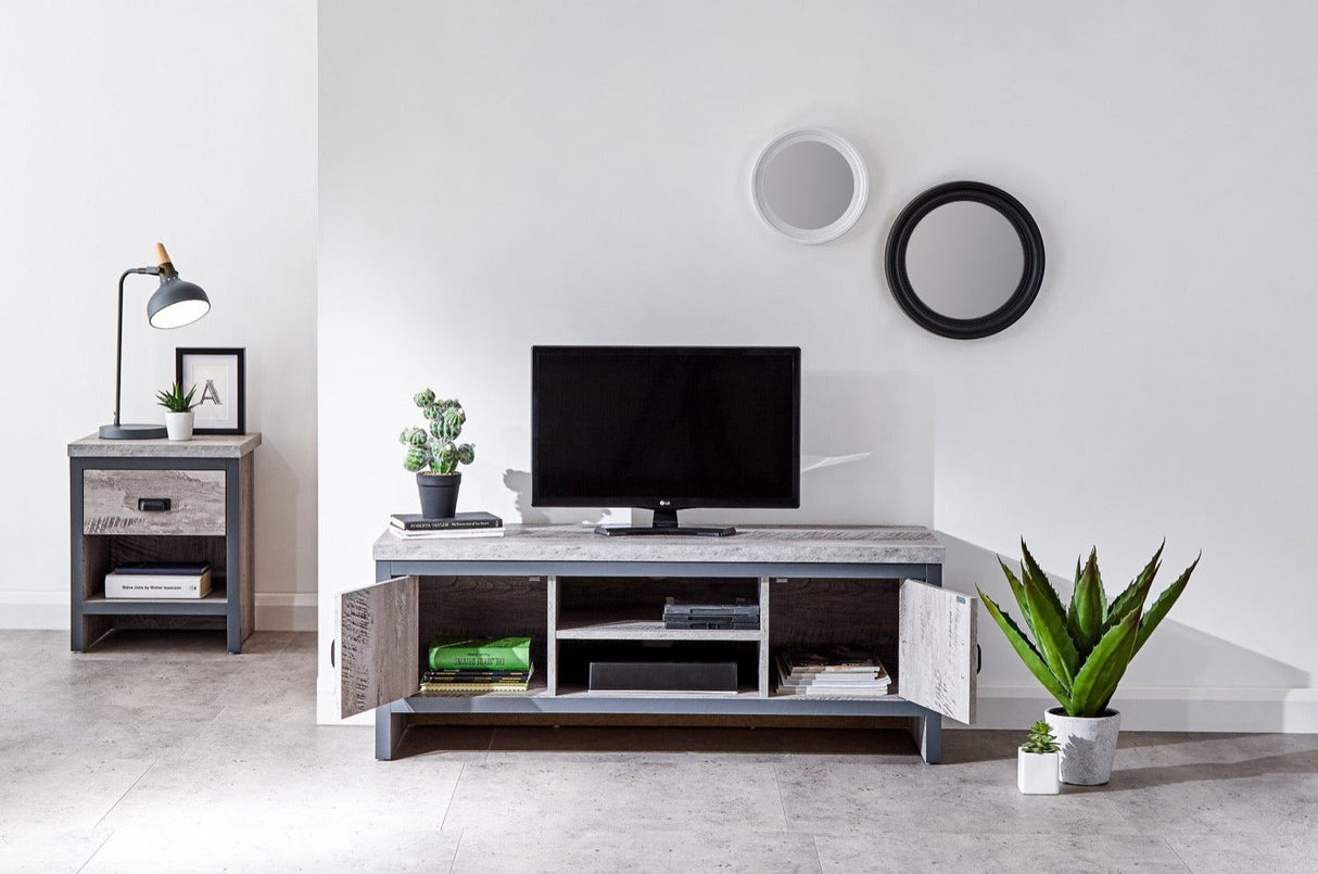 Boston 2 door tv unit grey