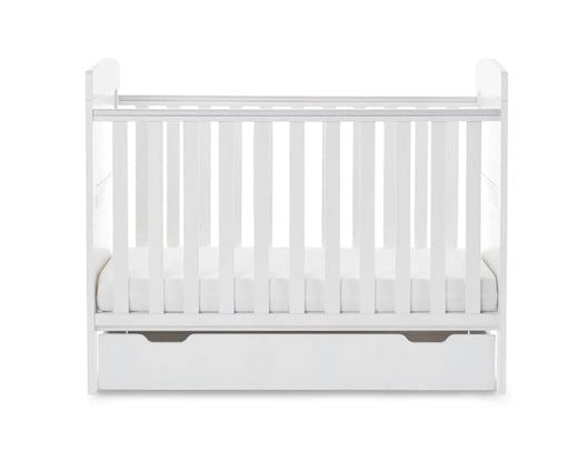 Grace Cot Bed, Under Drawer + Fibre Mattress - White