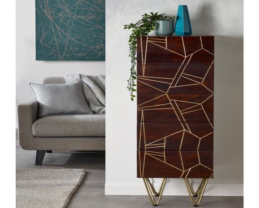 Dark Gold Tall Chest of Drawers