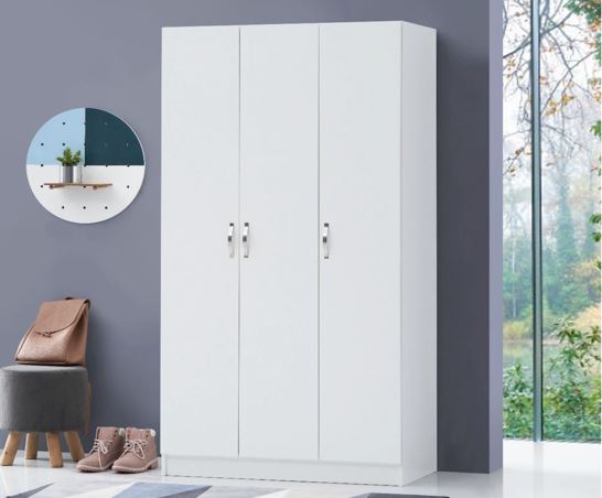 Essentials 3 Door Double Wardrobe White