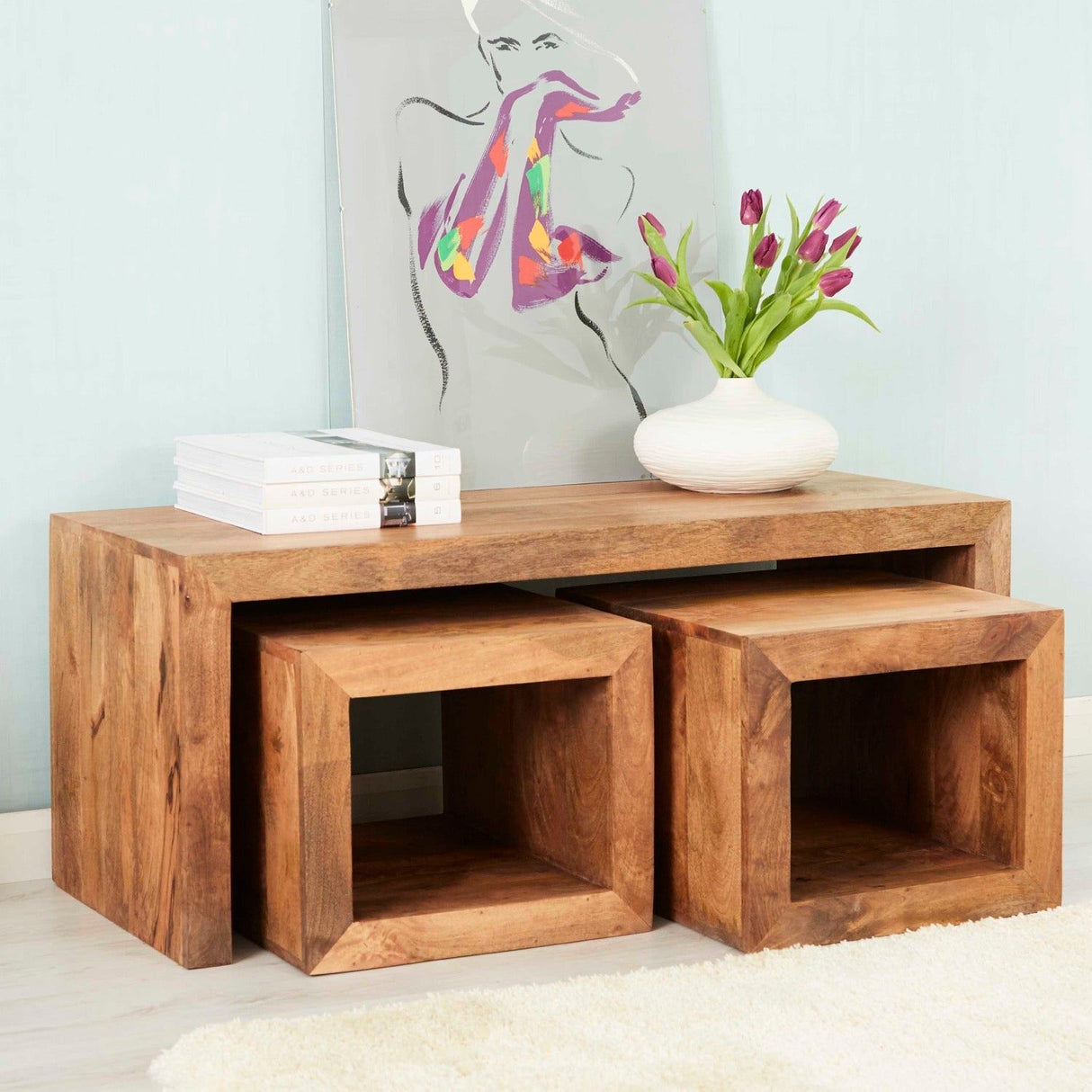 TOKO LIGHT MANGO CUBED JOHN LONG COFFEE TABLE SET