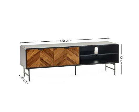 Alvin TV Unit - Black ans Natural Brown Wood
