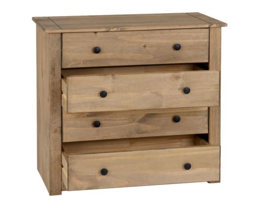 Panama 4 Drawer Chest - Natural Wax