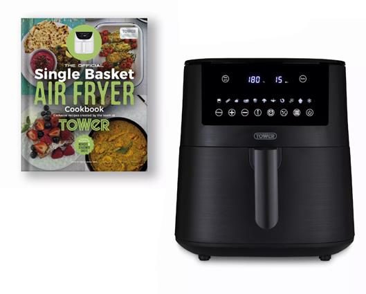 Vortx 7.2L Digital Air Fryer 1650W and Tower Single Basket Air Fryer Cookbook