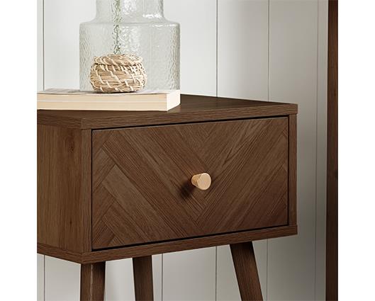 Herringford 1 Drawer Bedside - Walnut