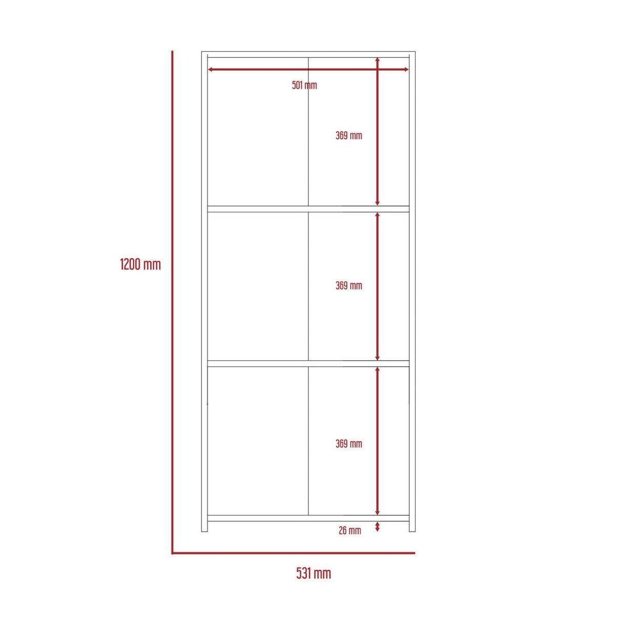 Dallas Low Bookcase with 3 Shelves
