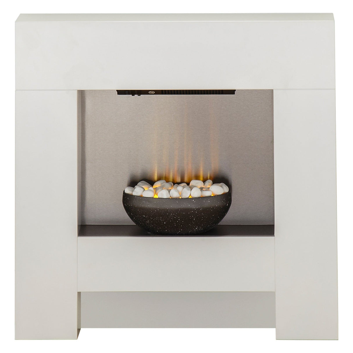 Adam Cubist Electric Fireplace Suite in White, 36 Inch