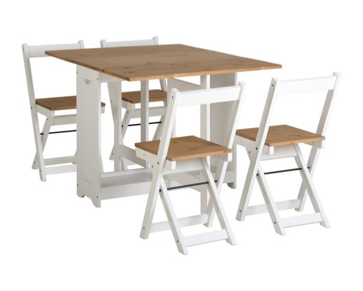 Santos Butterfly Dining Set - White/Distressed Waxed Pine