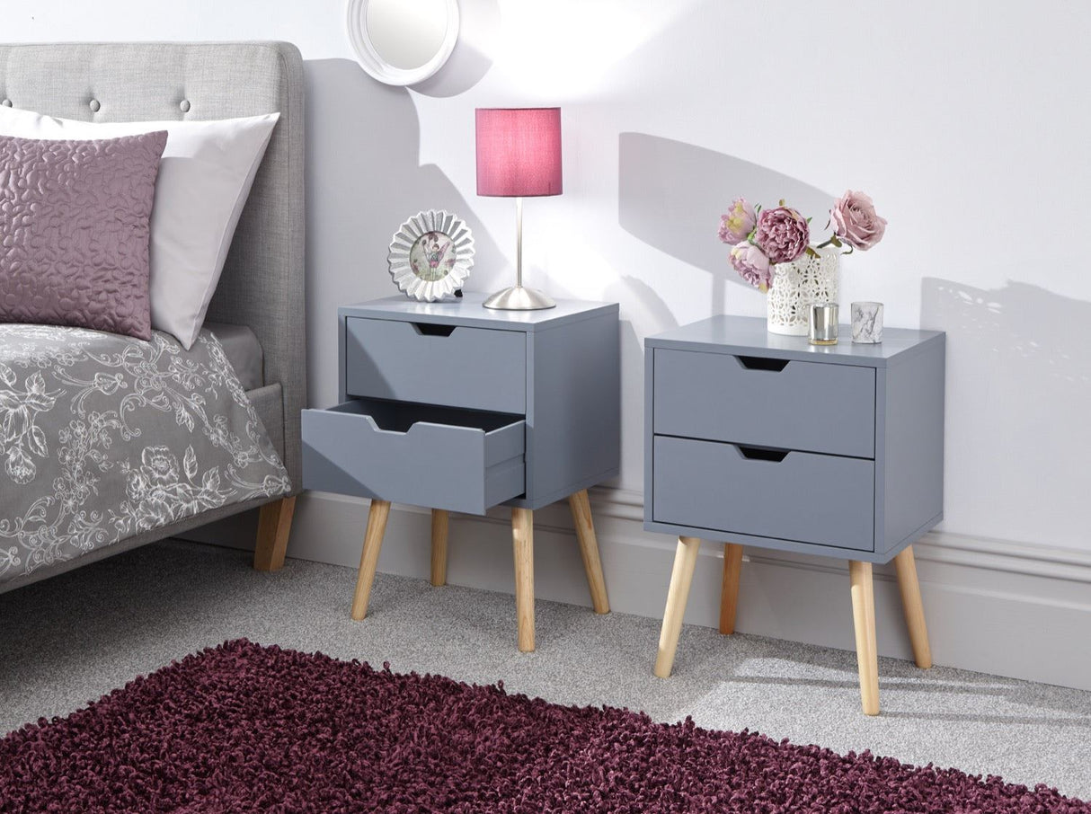 Nyborg pair of 2 drawer bedsides dark grey