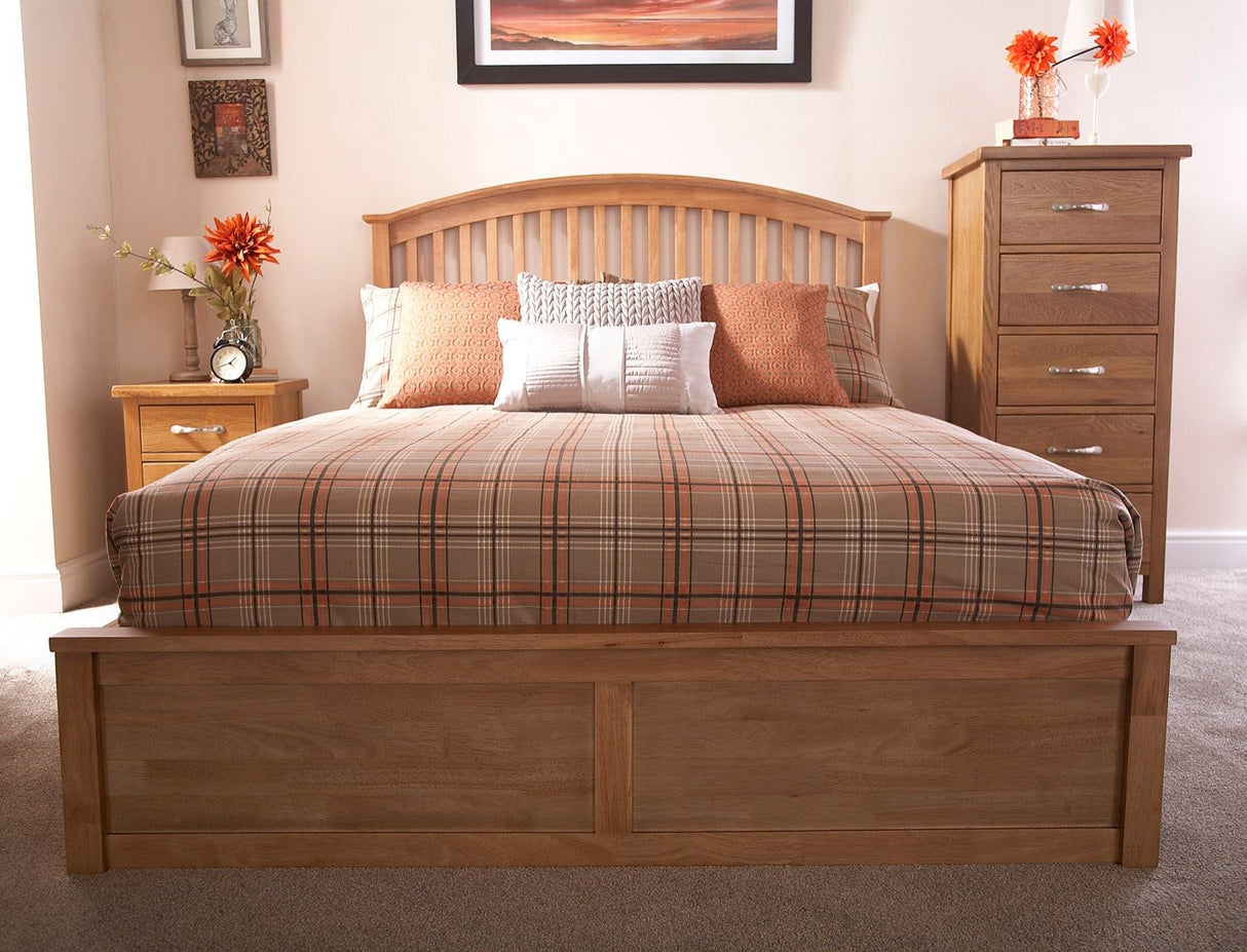 Madrid Wooden Ottoman King Bed - Oak