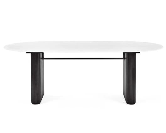 Bolivia Oval Dining Table White & Black