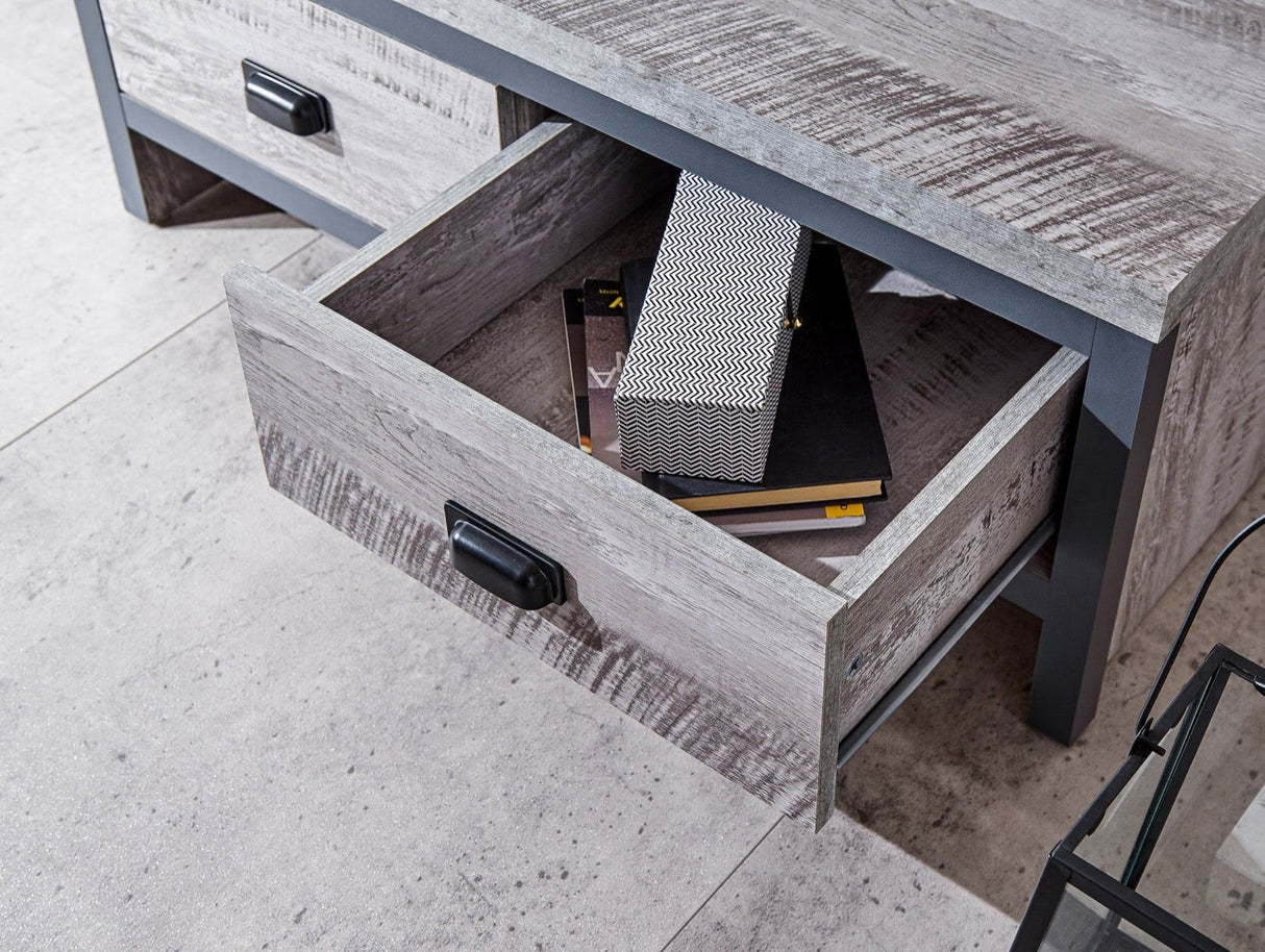 Boston 2 drawer coffee table grey