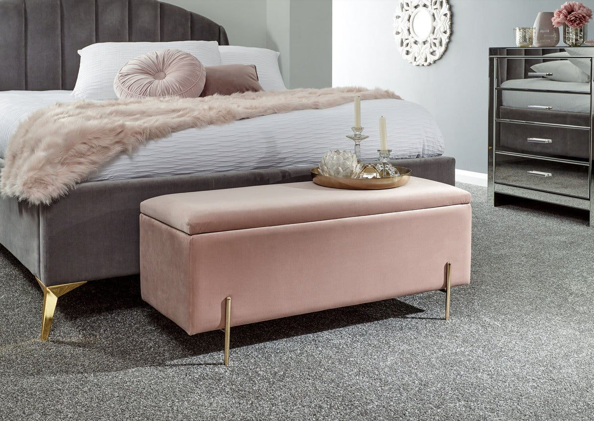 Mystica ottoman storage bench blush pink