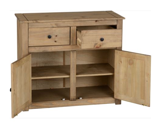 Panama 2 Door 2 Drawer Sideboard - Natural Wax