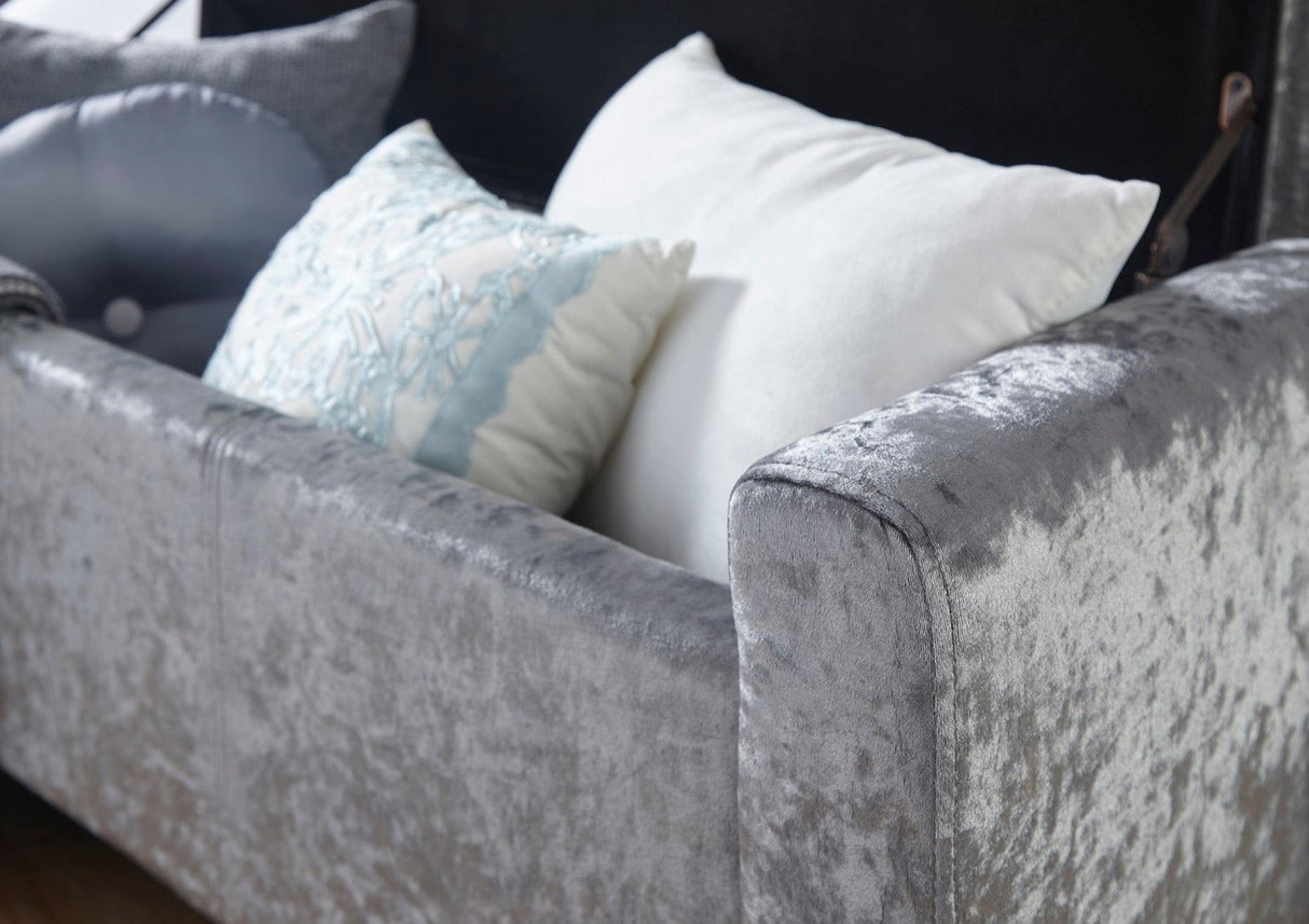 Verona ottoman bench grey crushed velvet