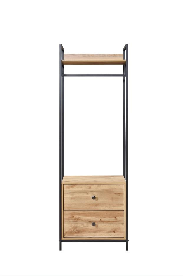 Alva Open Wardrobe 2 Drawers - Wotan Oak