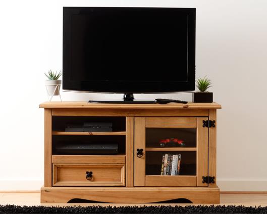Corona Entertainment Unit - Distressed Waxed Pine/Glass