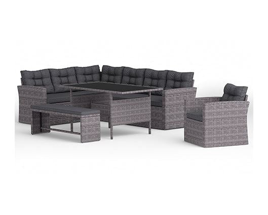 Two Tone Grey Rattan Dark Grey 5pcs Corner Group