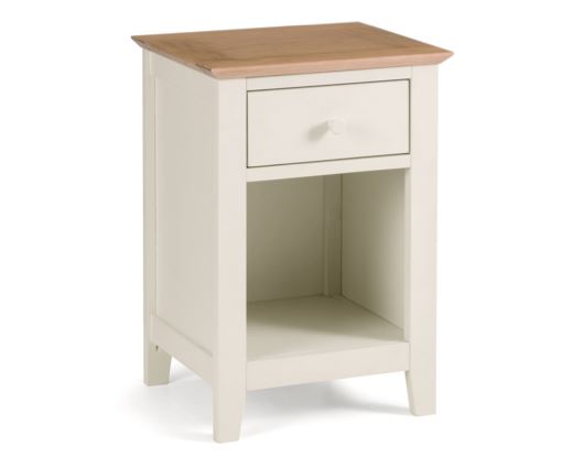 Salerno Shaker Ivory/ Oak 1 Drawer Bedside