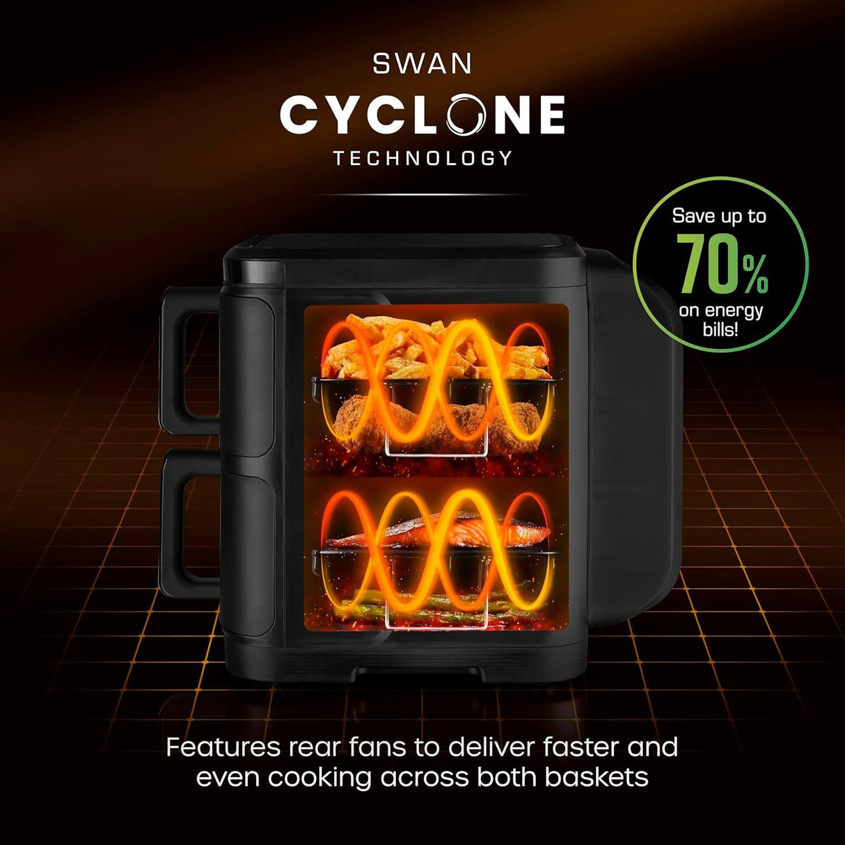 Swan 11L Duo Layer Air Fryer Black