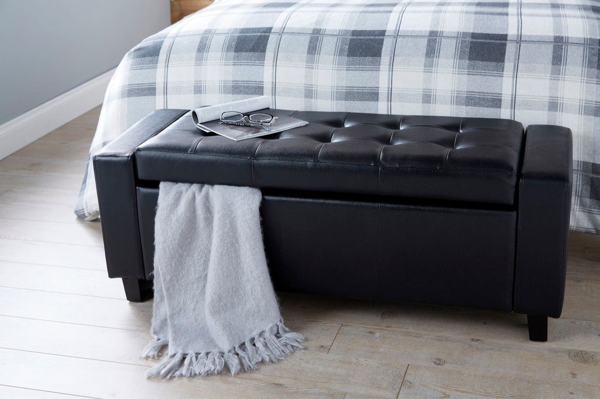 Verona ottoman bench black PU