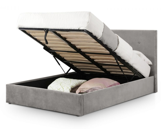 Shoreditch High Headboard Ottoman Double Bed - Grey Slate Velvet