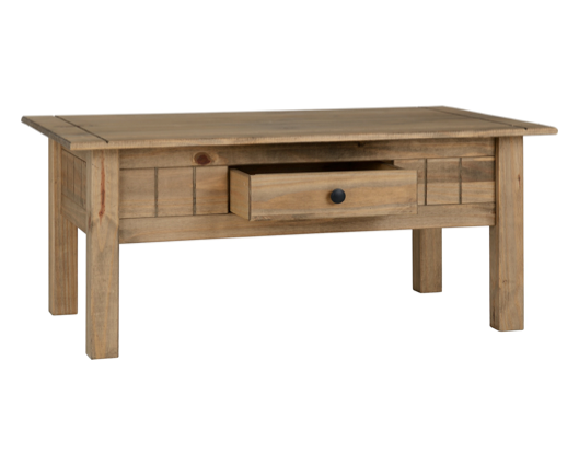 Panama 1 Drawer Coffee Table - Natural Wax