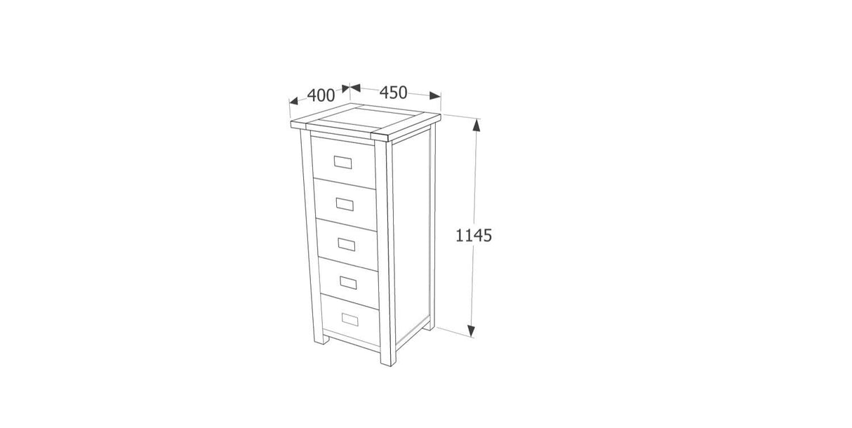 Boston 5 Drawer Narrow Chest