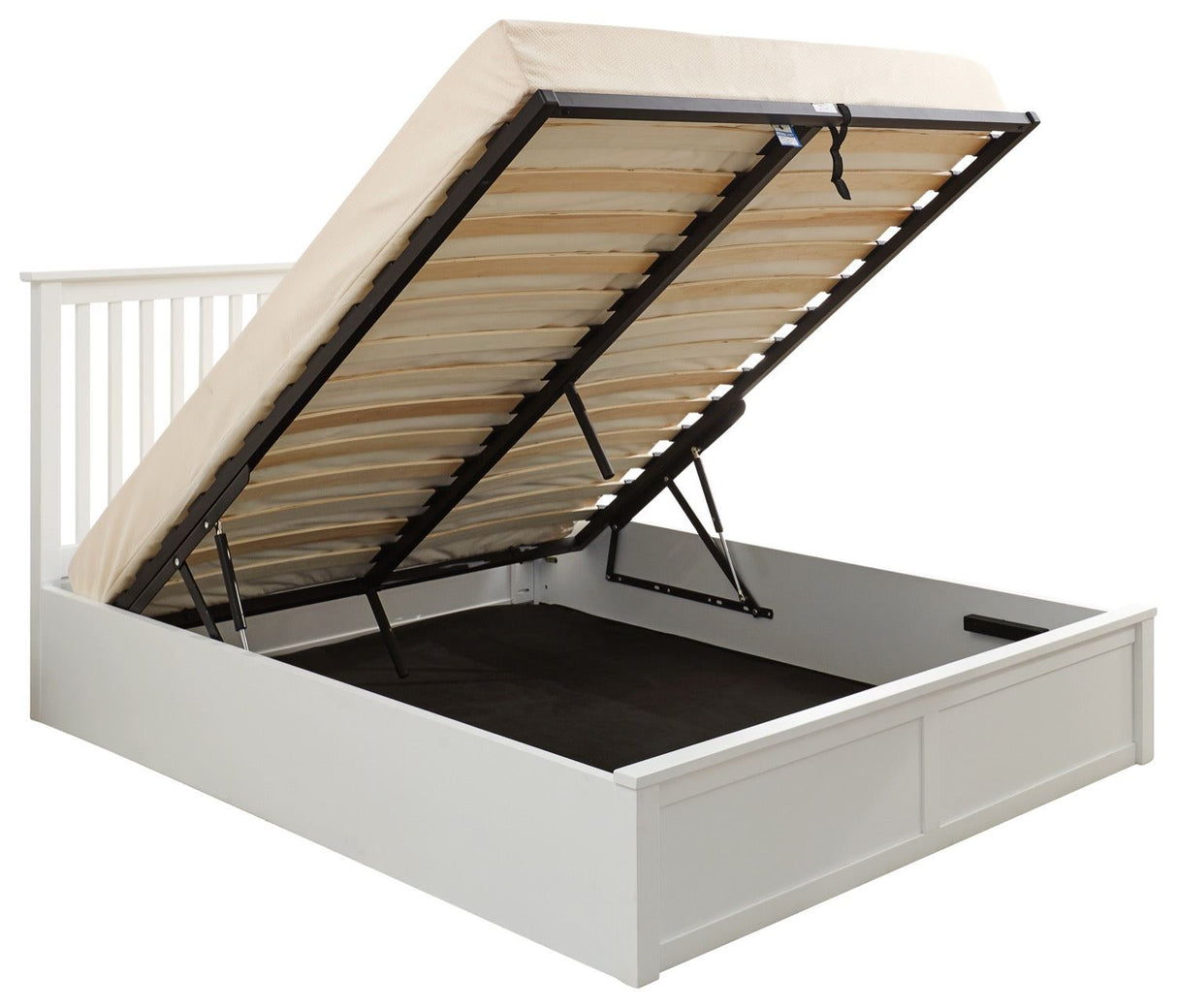 Como Wooden Ottoman Double Bed - White