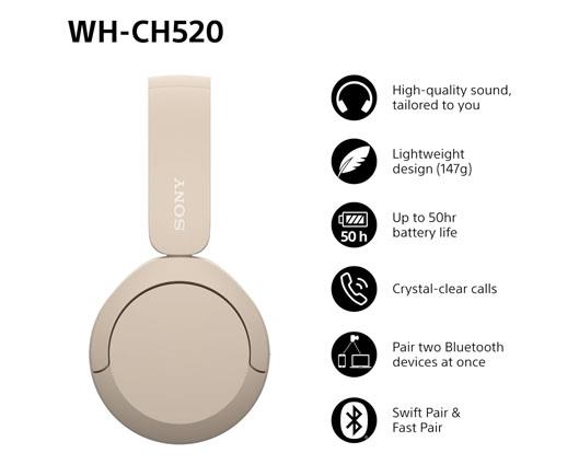 Sony WH-CH520 Wireless Headphones Beige