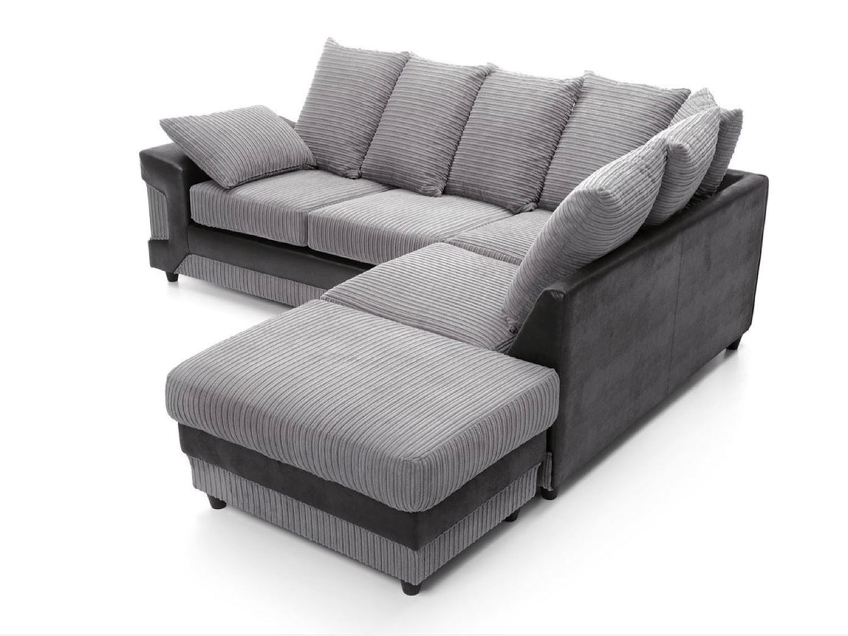 Dino Right Hand Facing Corner Sofa- Black & Charcoal