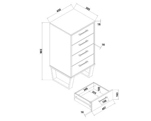 Texas 4 drawer narrow chest