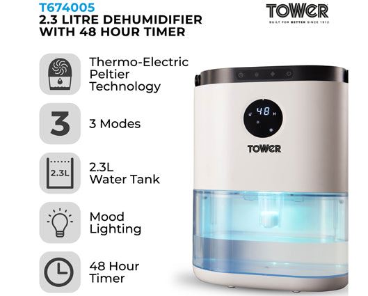 2.3 Litre Dehumidifier 48H Timer