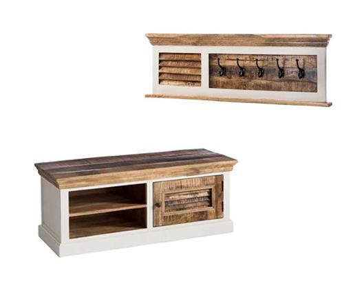 Alfie Wood Shoe Rack & Wall Hook Set