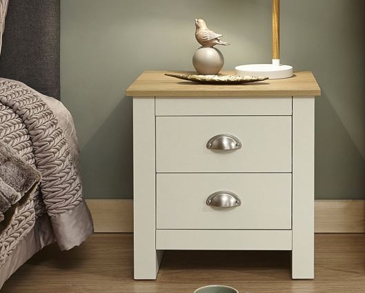 Lancaster 2 drawer bedside cream