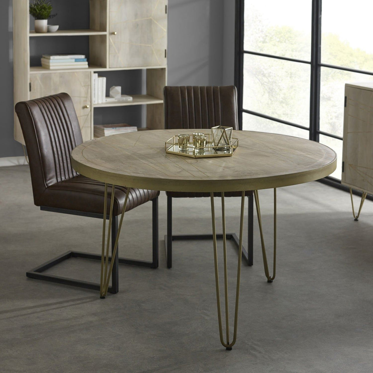 Light Gold Round Dining Table