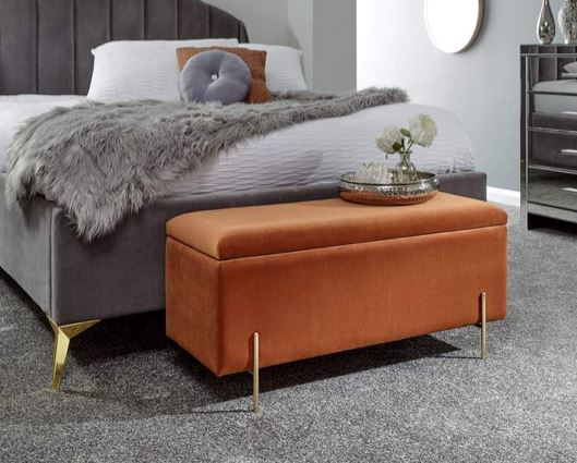 Mystica ottoman storage bench russet