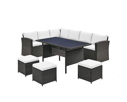 Cairo Grey Corner Sofa Set w/ Stools & Cover