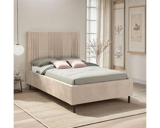 MAINE 4'6" BED - TAUPE VELVET FABRIC
